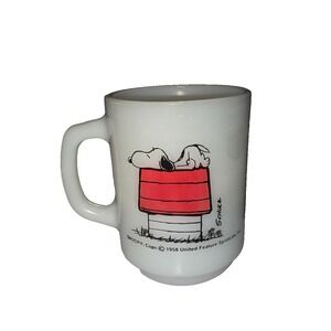 Vintage 1959 Fire King Peanuts Snoopy Coffee Mug I Think I'm Allergic to Morning
